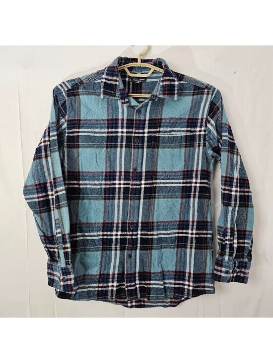 Eddie Bauer Other - Eddie Bauer Button Up Shirt Mens M Blue Plaid Long Sleeve Cotton Flannel Top